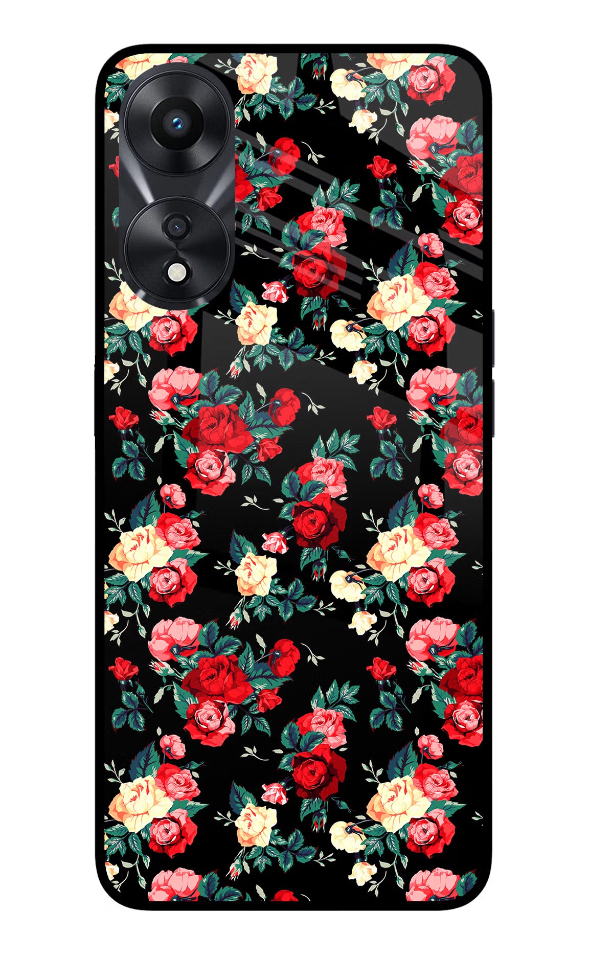 Rose Pattern Oppo A78 5G Glass Case Back Cover by Casekaro