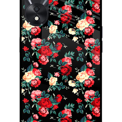 Rose Pattern Oppo A78 5G Glass Case
