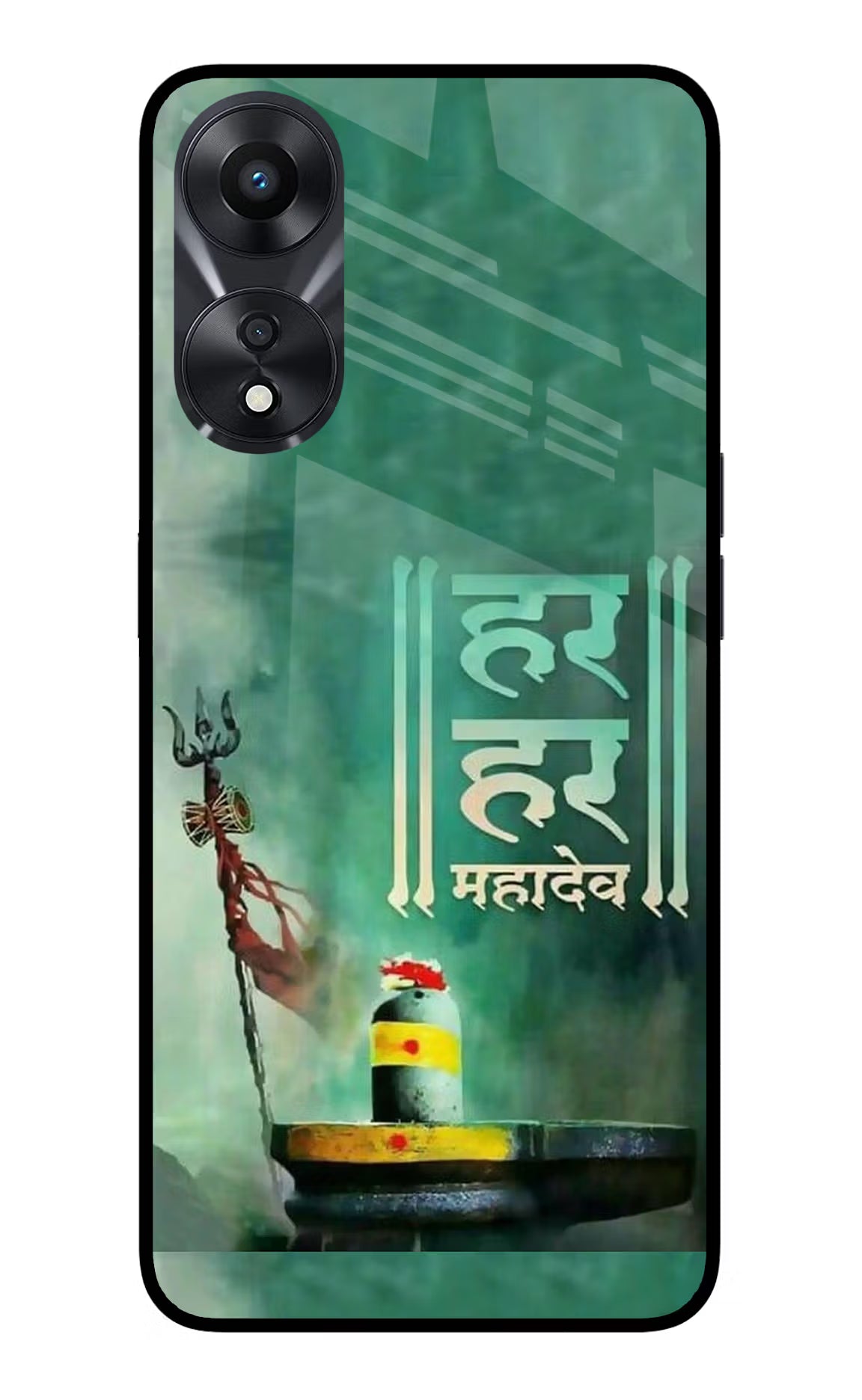 Har Har Mahadev Shivling Oppo A78 5G Glass Case Back Cover by Casekaro