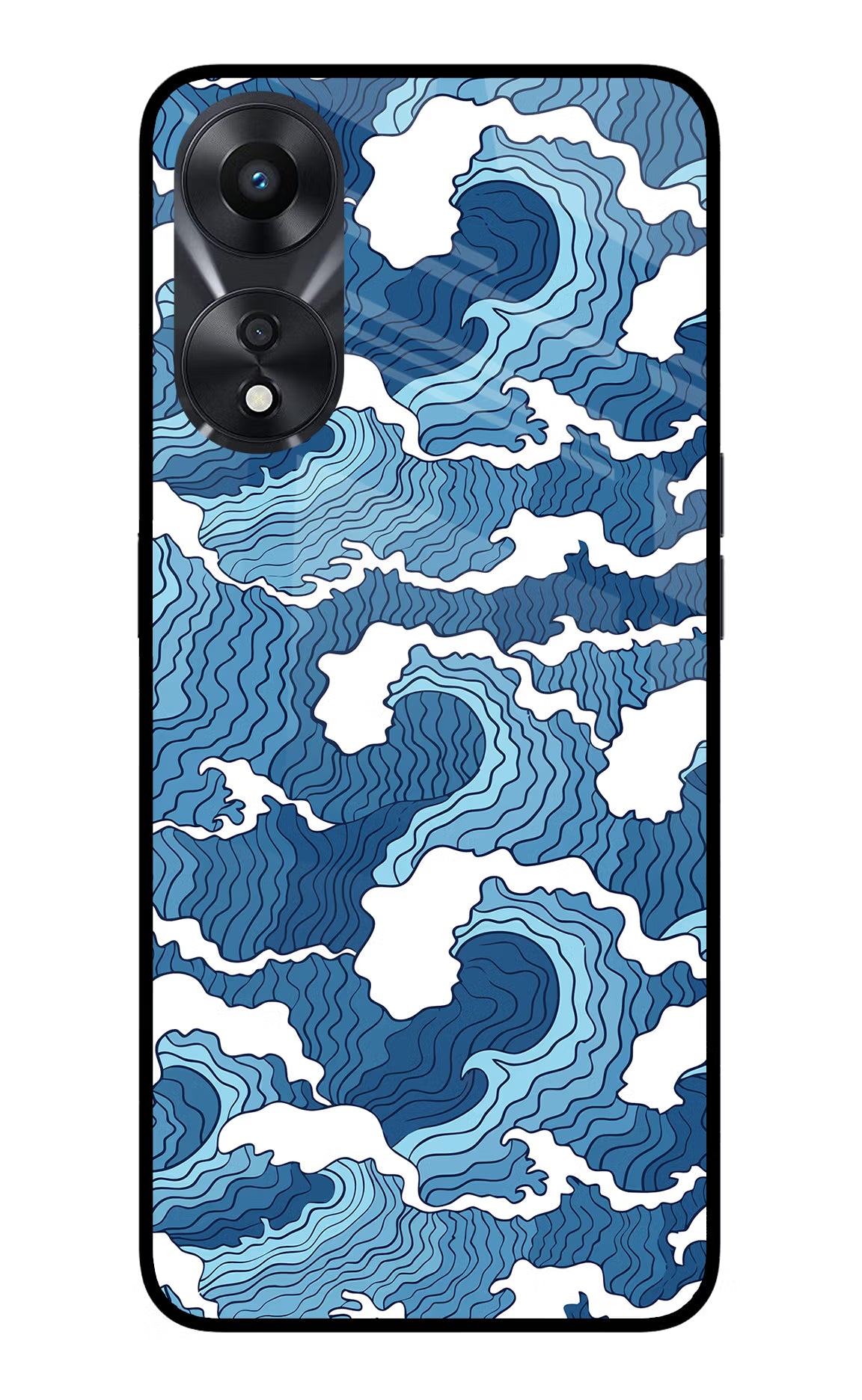Blue Waves Oppo A78 5G Glass Case Back Cover by Casekaro