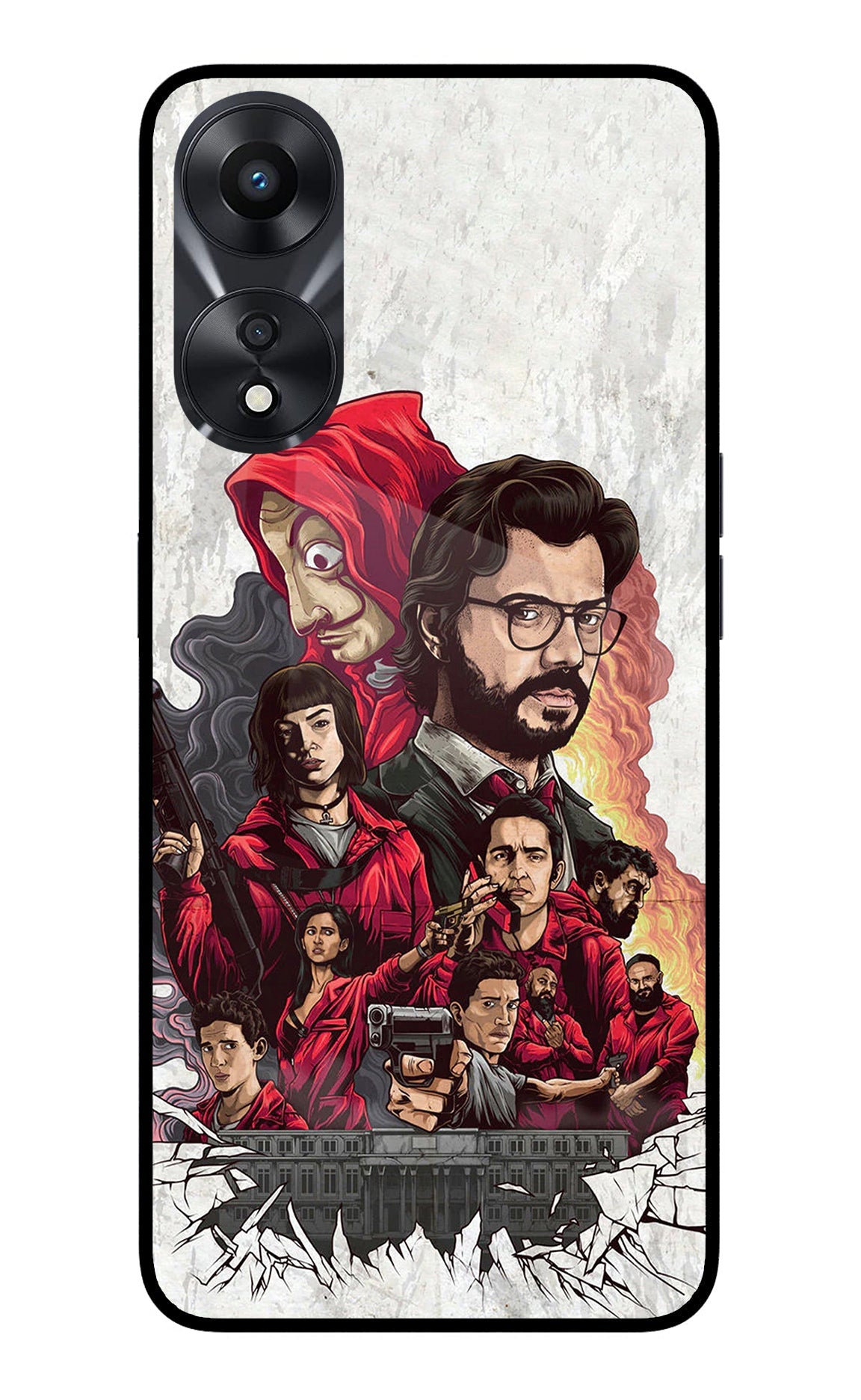 Money Heist Artwork Oppo A78 5G Glass Case