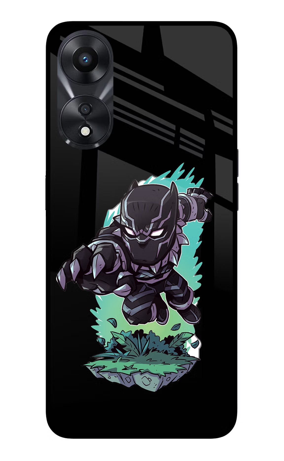 Black Panther Oppo A78 5G Glass Case Back Cover by Casekaro