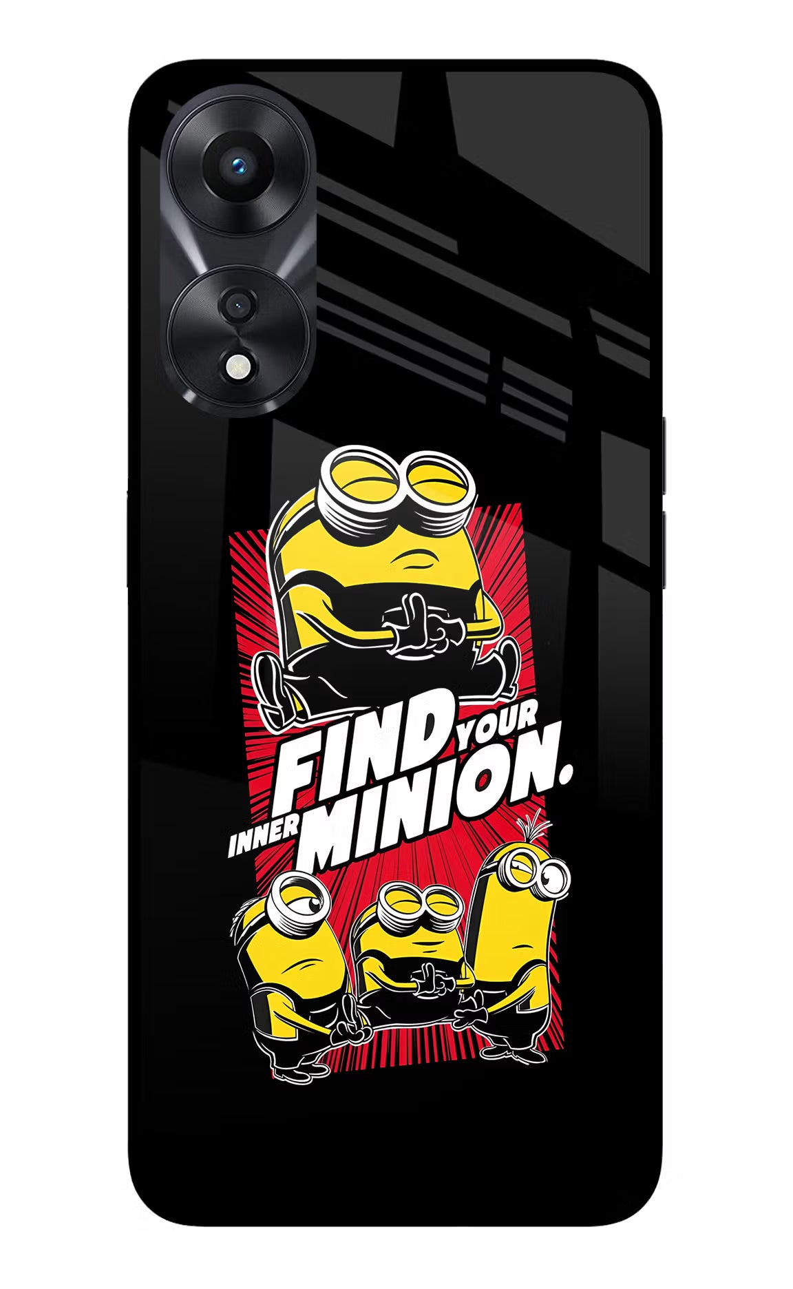 Find your inner Minion Oppo A78 5G Glass Case Back Cover by Casekaro