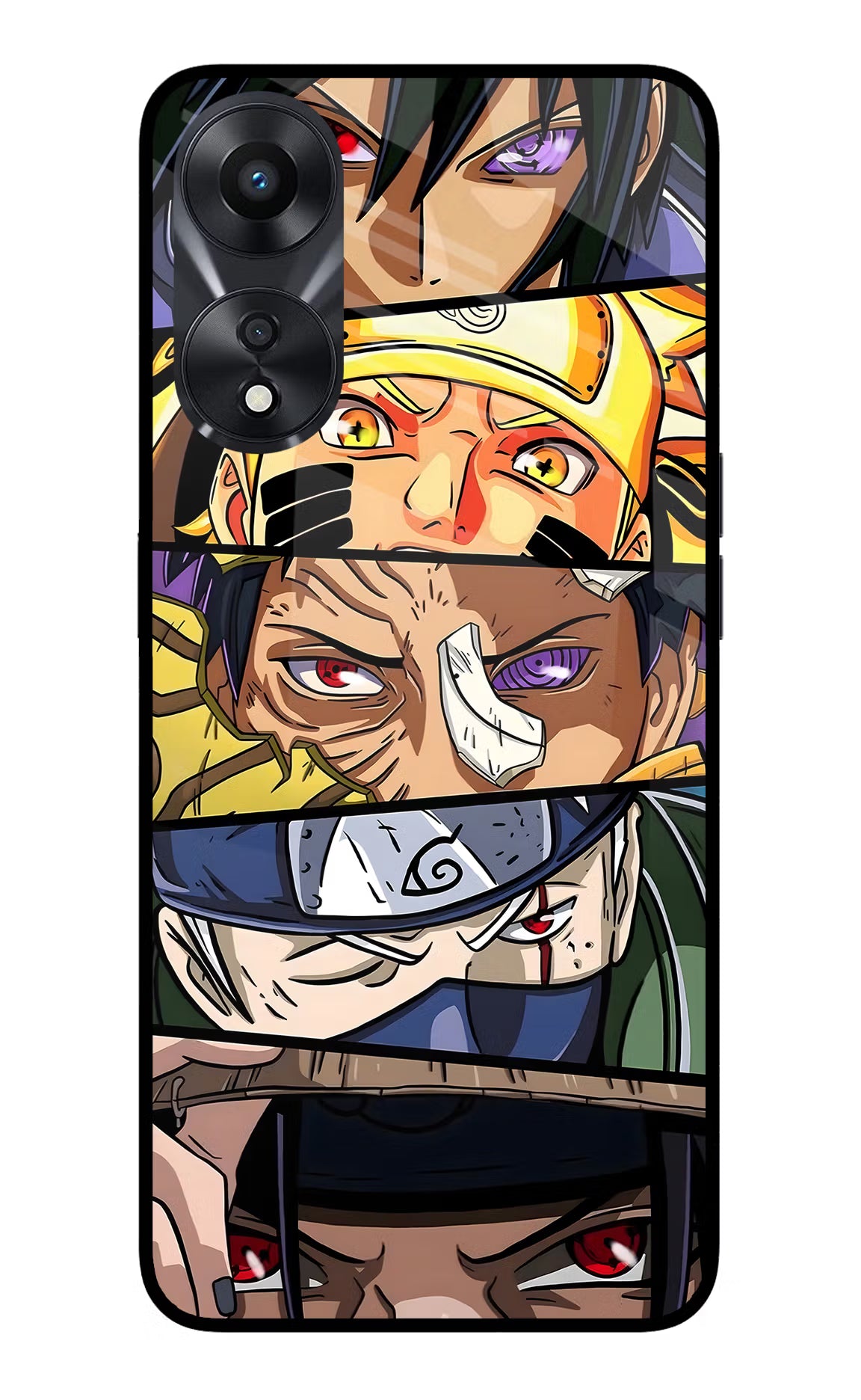 Naruto Character Oppo A78 5G Glass Case Back Cover by Casekaro