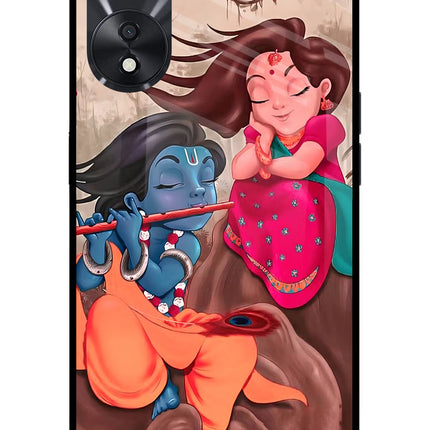 Radhe Krishna Oppo A78 5G Glass Case Back Cover by Casekaro