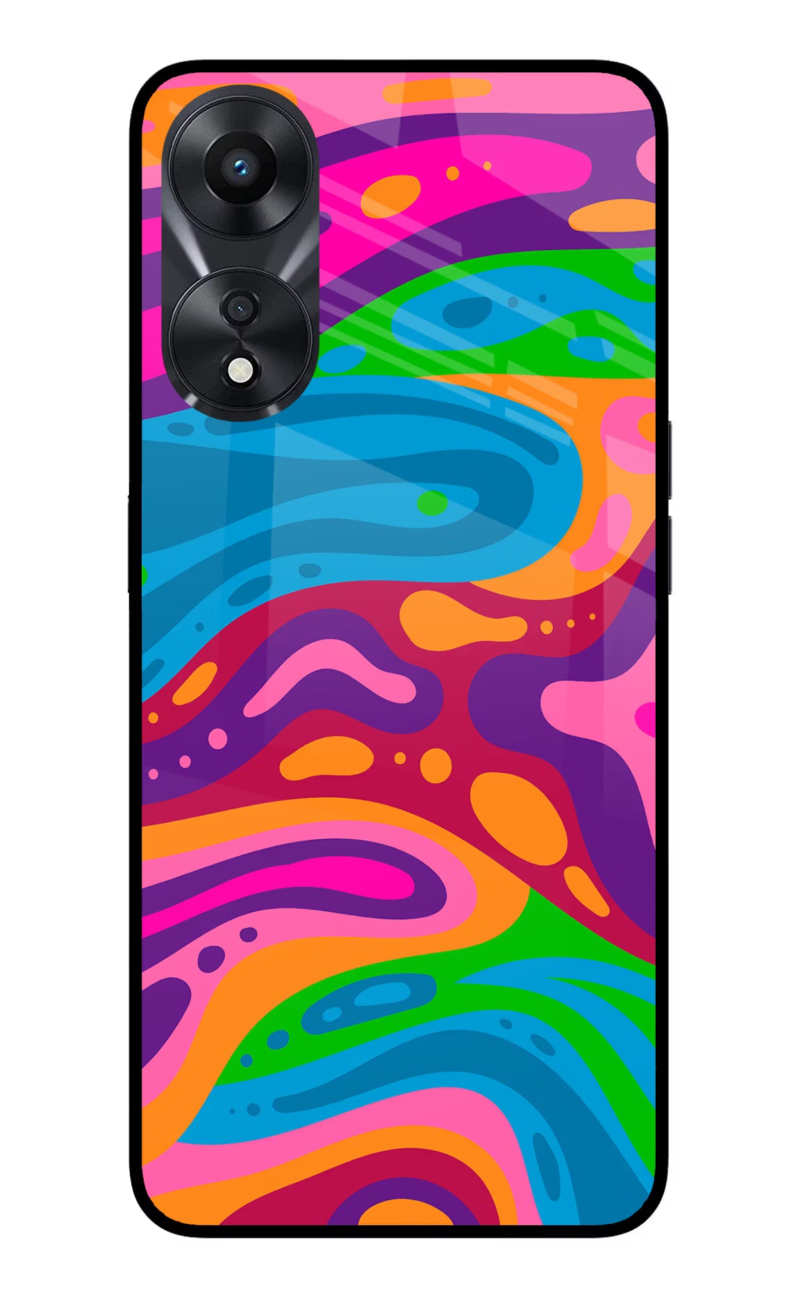 Trippy Pattern Oppo A78 5G Glass Case Back Cover by Casekaro