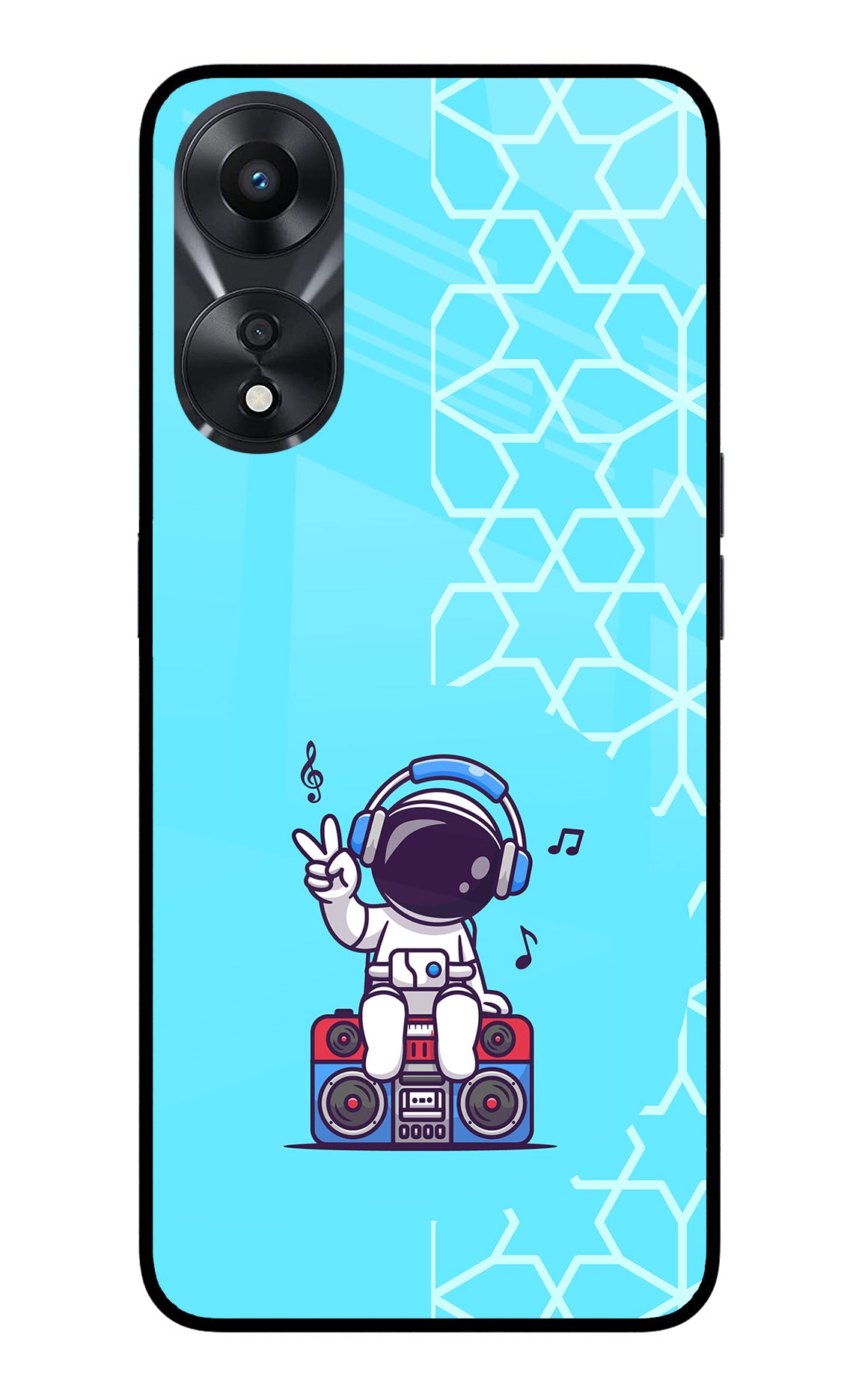 Cute Astronaut Chilling Oppo A78 5G Glass Case