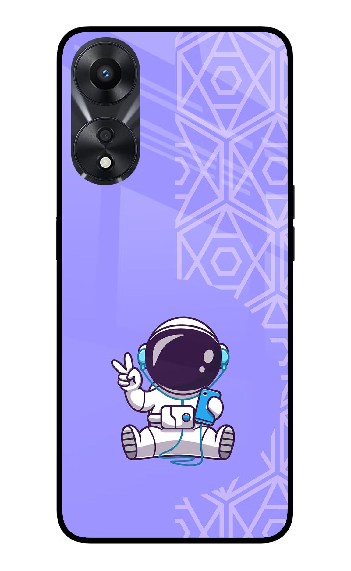 Cute Astronaut Chilling Oppo A78 5G Glass Case Back Cover by Casekaro