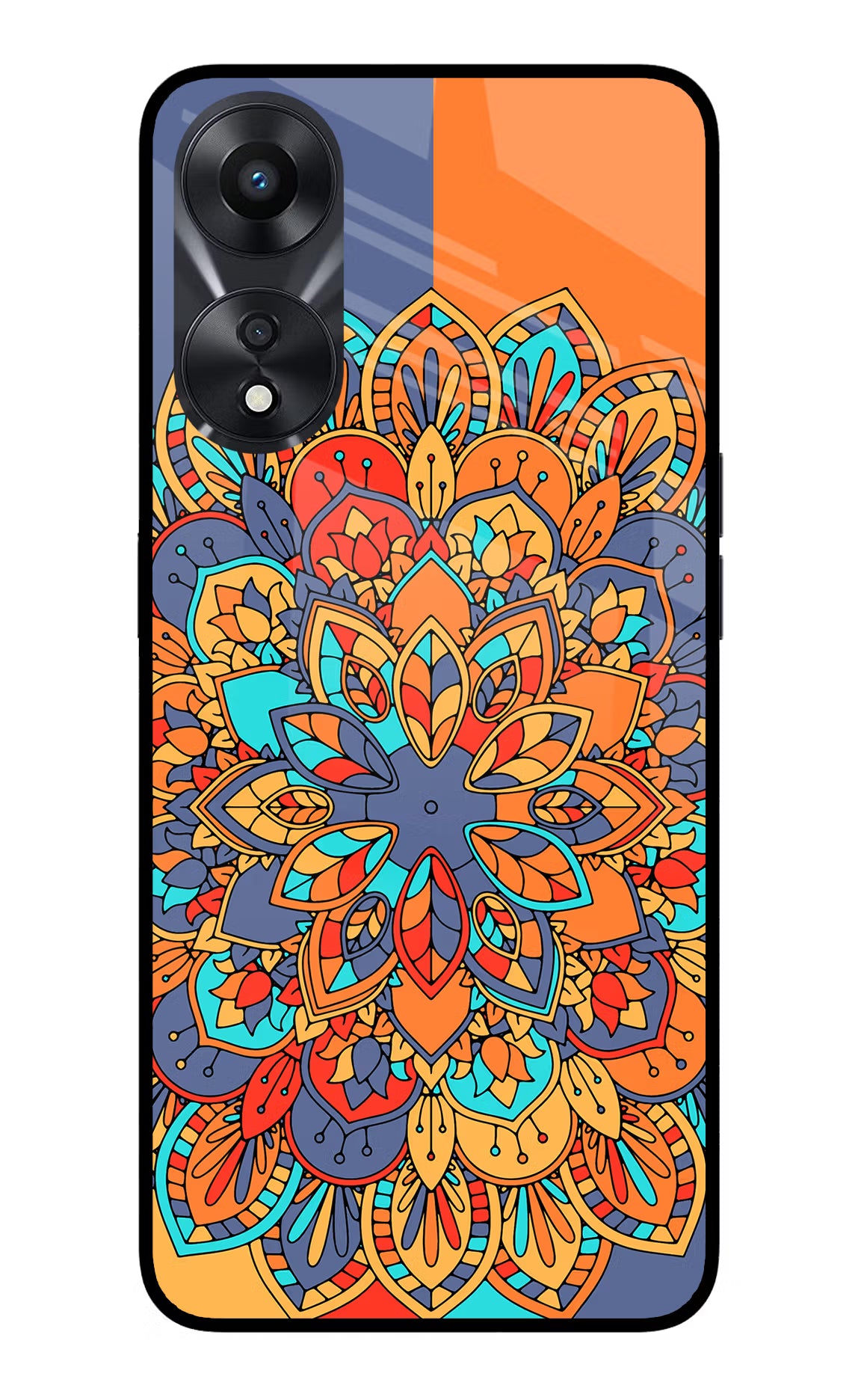Color Mandala Oppo A78 5G Glass Case Back Cover by Casekaro