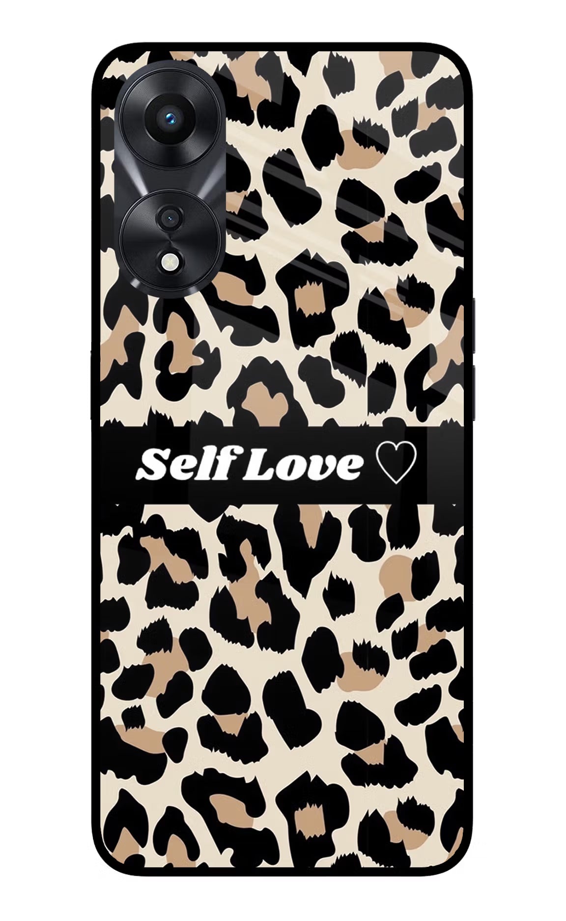 Leopard Print Self Love Oppo A78 5G Glass Case Back Cover by Casekaro