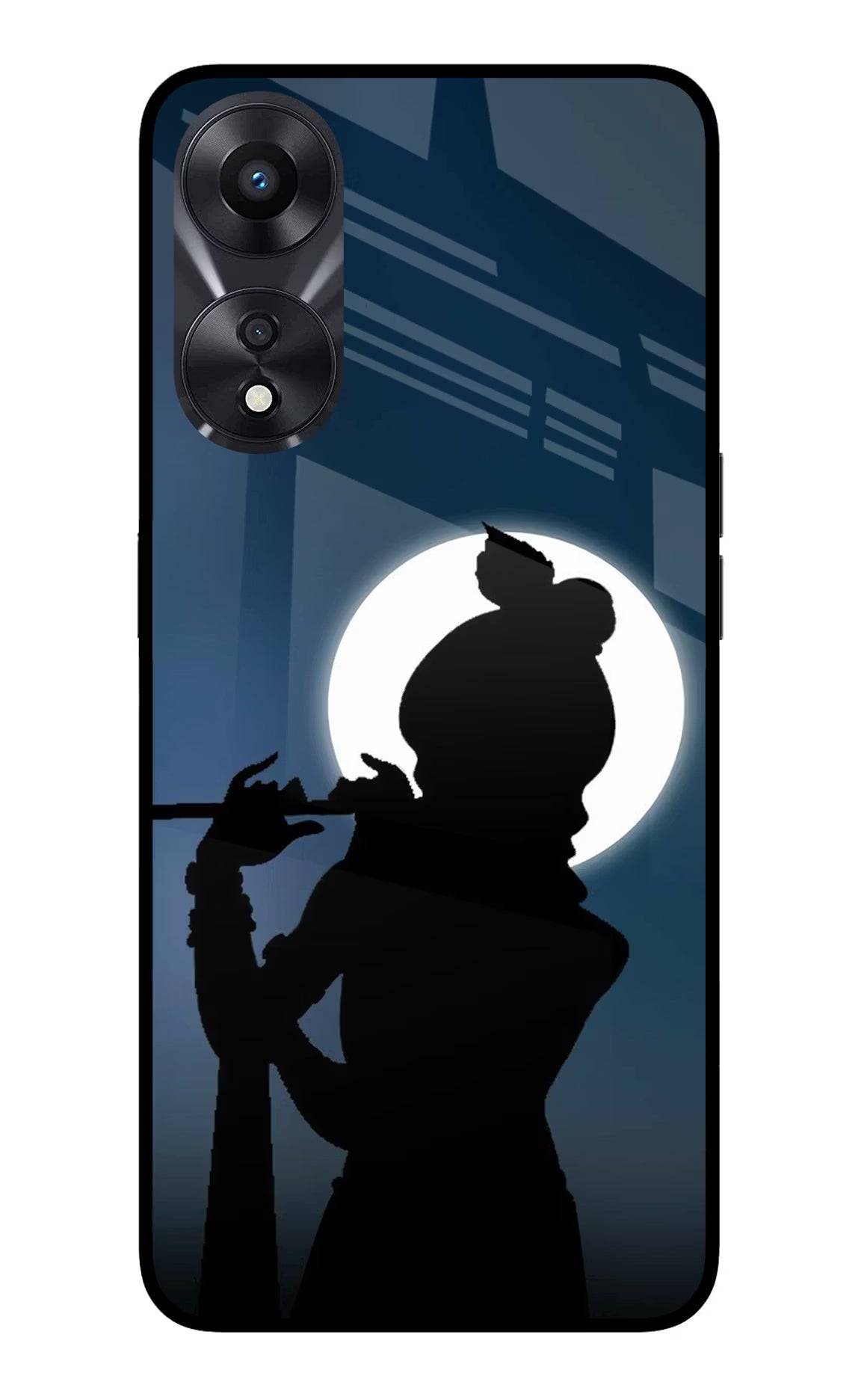 Shri Krishna Silhouette Oppo A78 5G Glass Case Back Cover by Casekaro