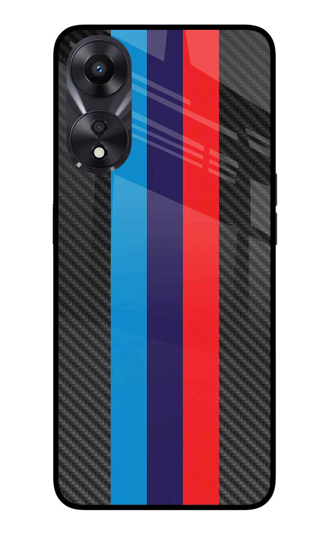 BMW Stripes Pattern Oppo A78 5G Glass Case Back Cover by Casekaro