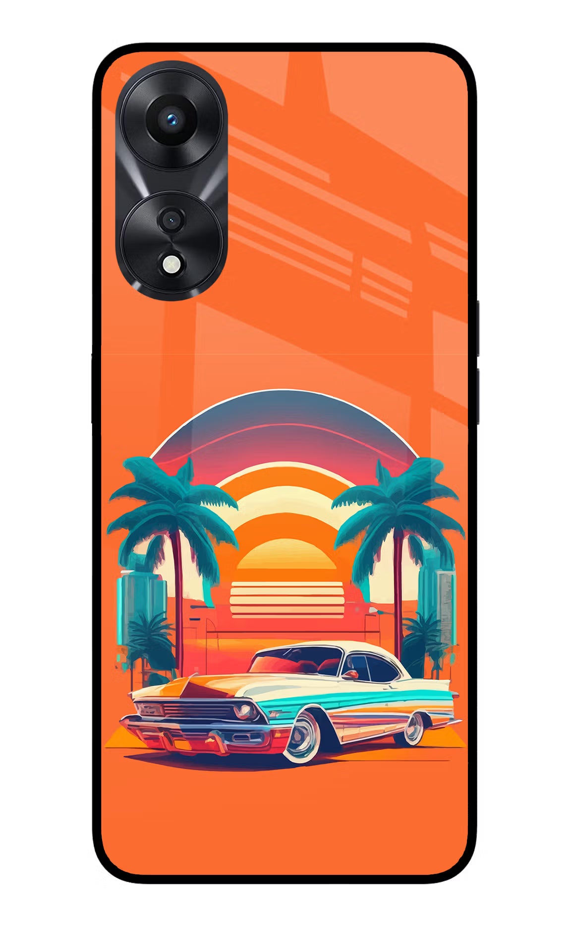 Palm Drive 80s Oppo A78 5G Glass Case Back Cover by Casekaro