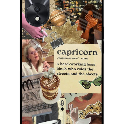 Capricorn Zodiac Oppo A78 5G Glass Case Back Cover by Casekaro