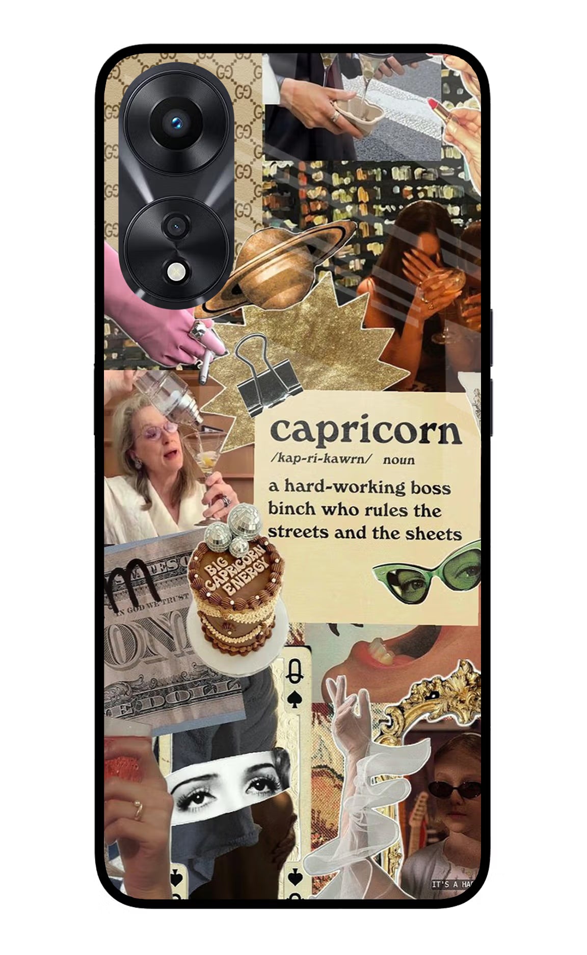 Capricorn Zodiac Oppo A78 5G Glass Case Back Cover by Casekaro