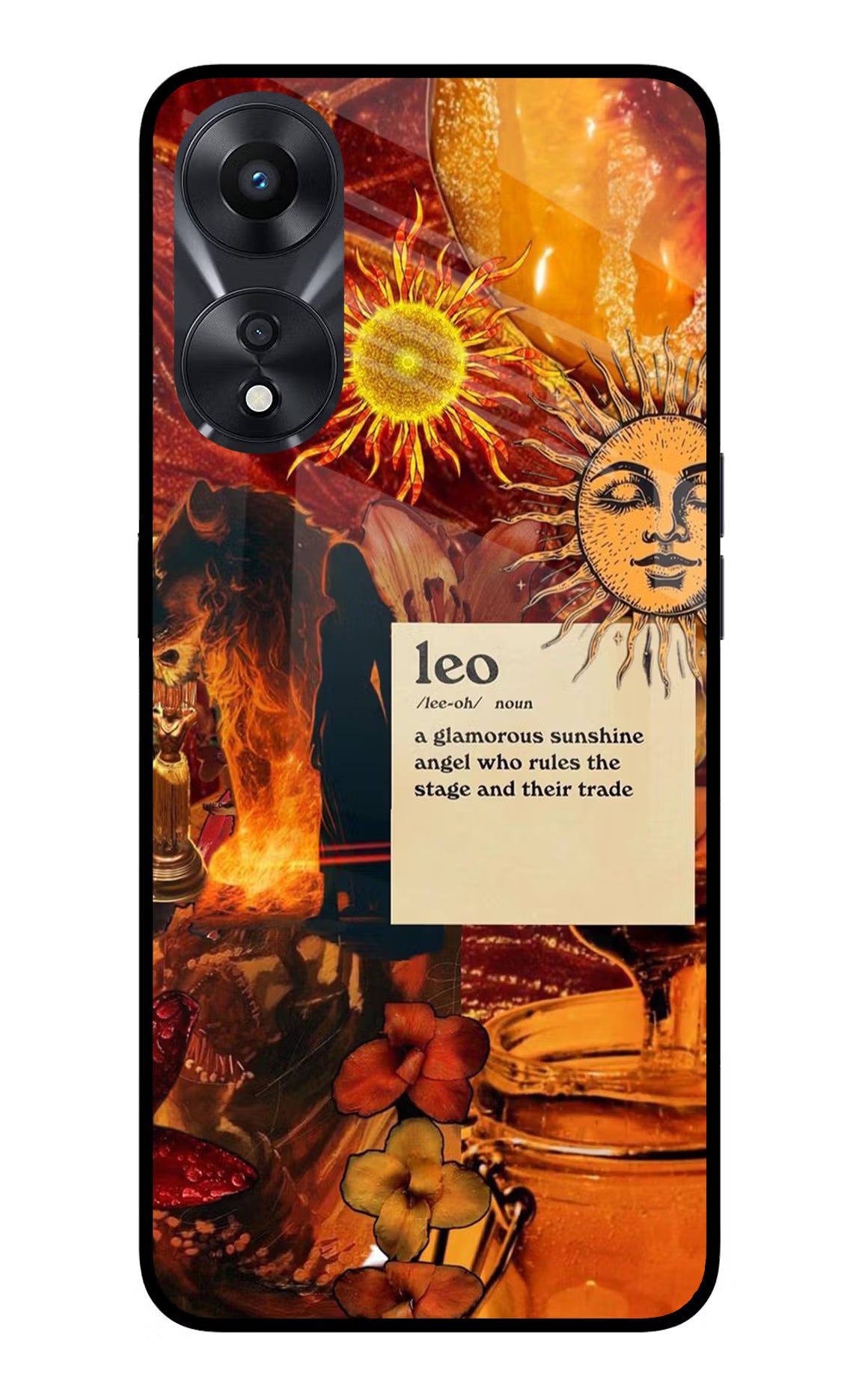 Leo Zodiac Oppo A78 5G Glass Case Back Cover by Casekaro