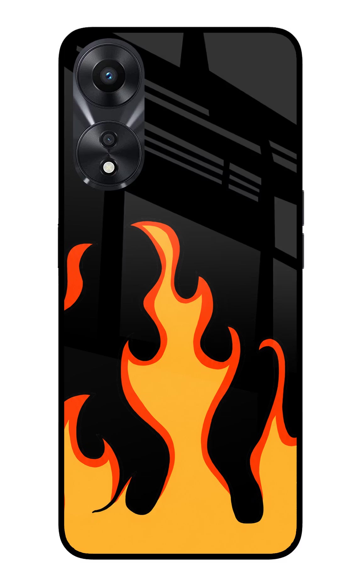 Fired Up – Black Oppo A78 5G Glass Case Back Cover by Casekaro