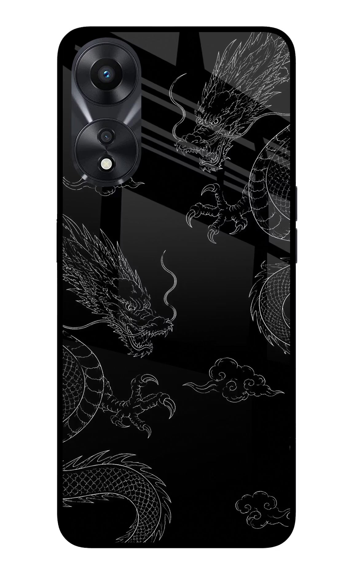 Twin Dragons Oppo A78 5G Glass Case Back Cover by Casekaro