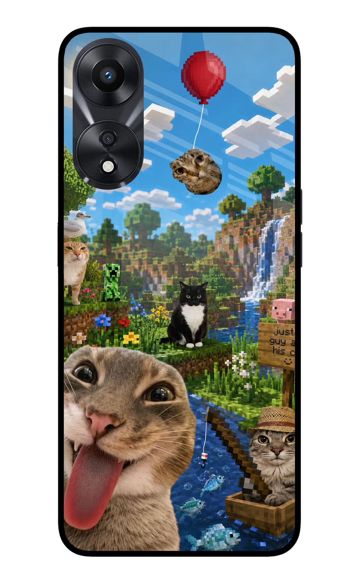 Minecraft Cat Chaos Oppo A78 5G Glass Case