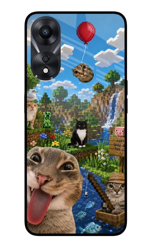 Minecraft Cat Chaos Oppo A78 5G Glass Case