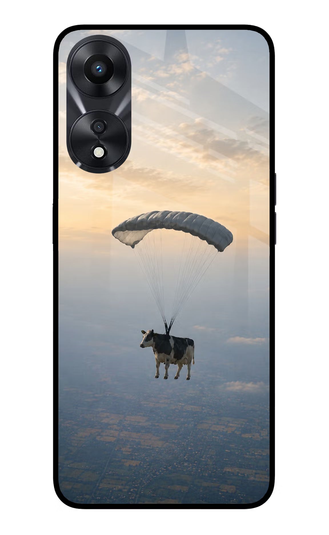 Skydiving Cow Oppo A78 5G Glass Case