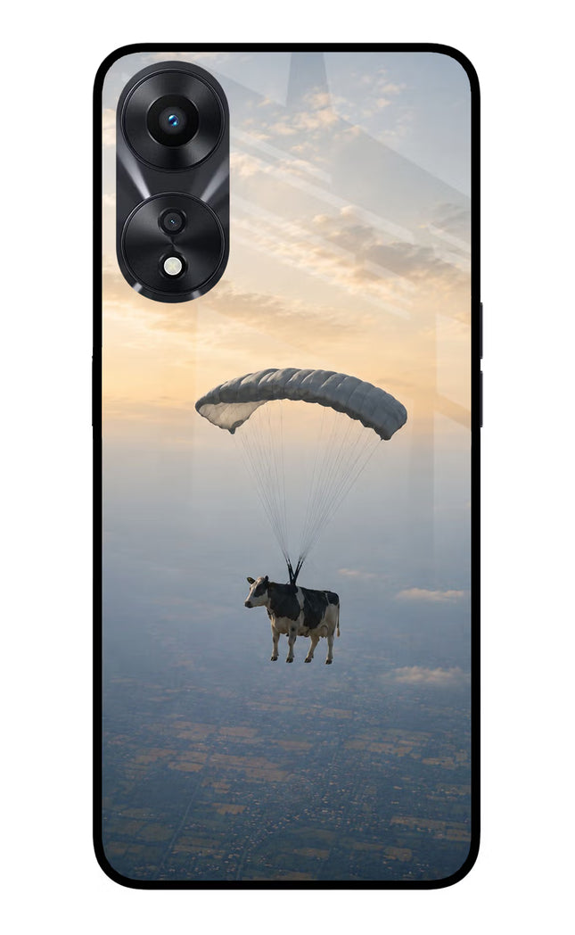 Skydiving Cow Oppo A78 5G Glass Case