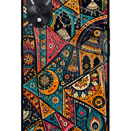 Folk Print Oppo A78 5G Glass Case