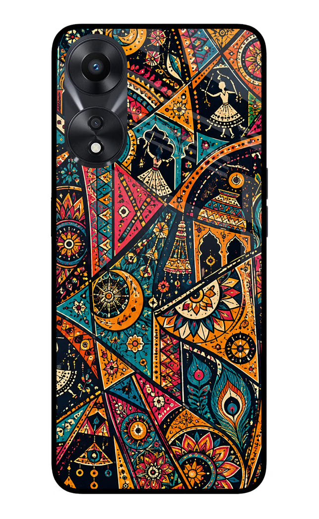 Folk Print Oppo A78 5G Glass Case