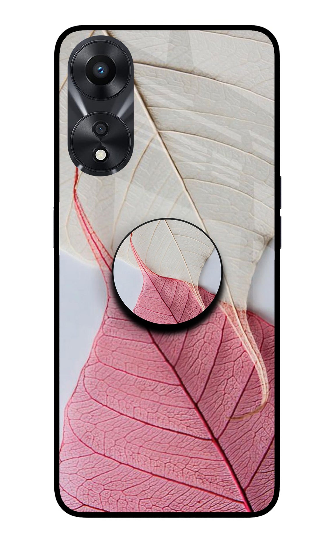 White Pink Leaf Oppo A78 5G Glass Case