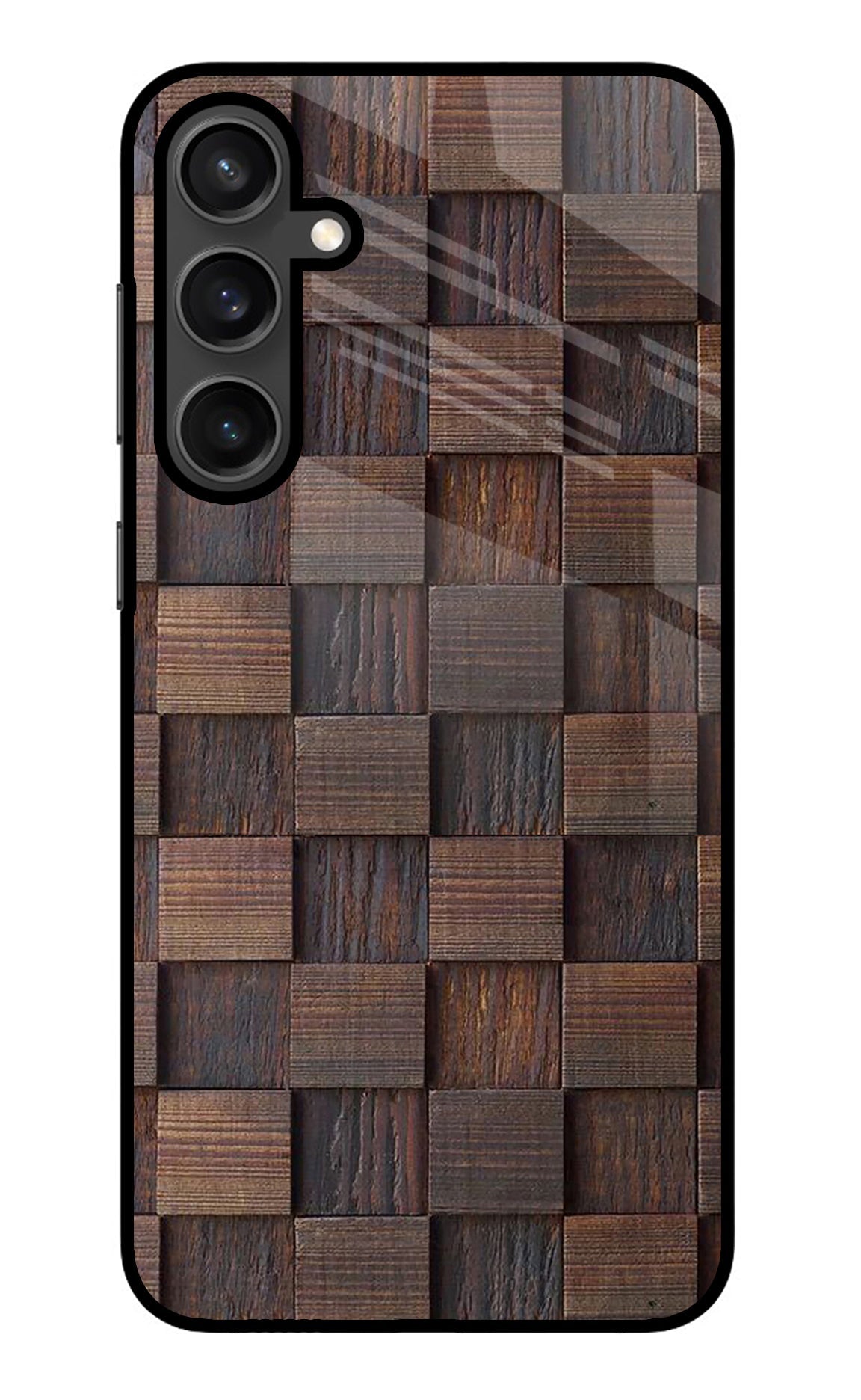 Wooden Cube Design Samsung S23 Glass Case