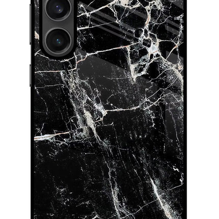 Black Marble Texture Samsung S23 Glass Case