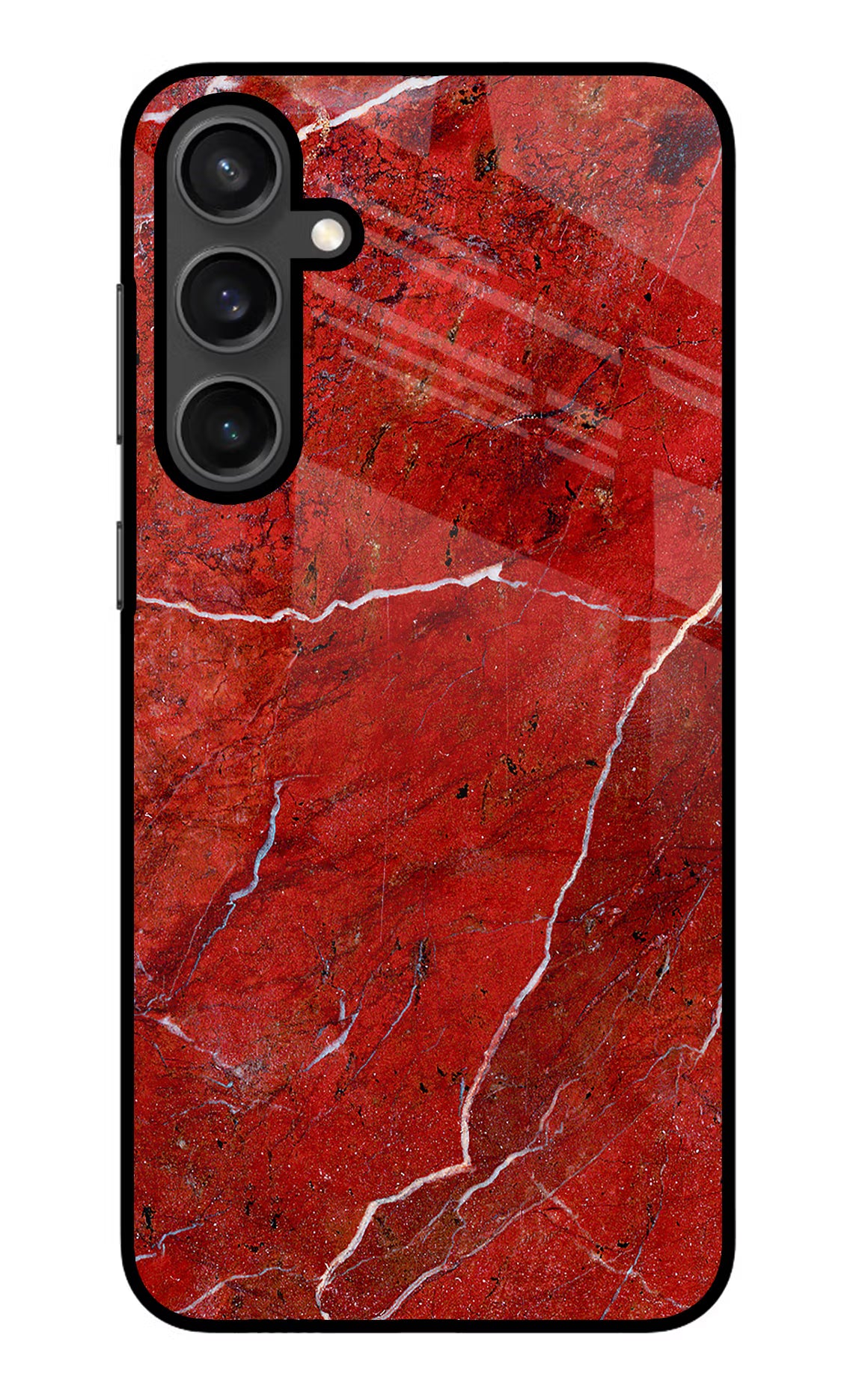 Red Marble Design Samsung S23 Glass Case Back Cover by Casekaro