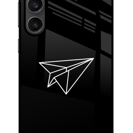 Paper Plane White Samsung S23 Glass Case Back Cover by Casekaro