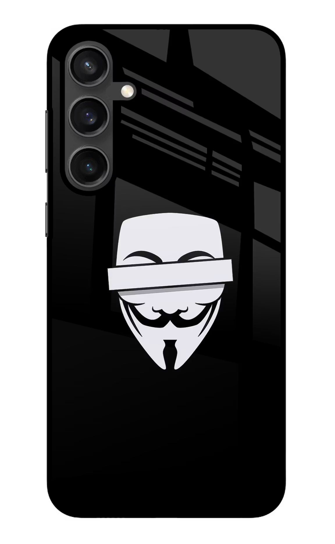 Anonymous Face Samsung S23 Glass Case Back Cover by Casekaro