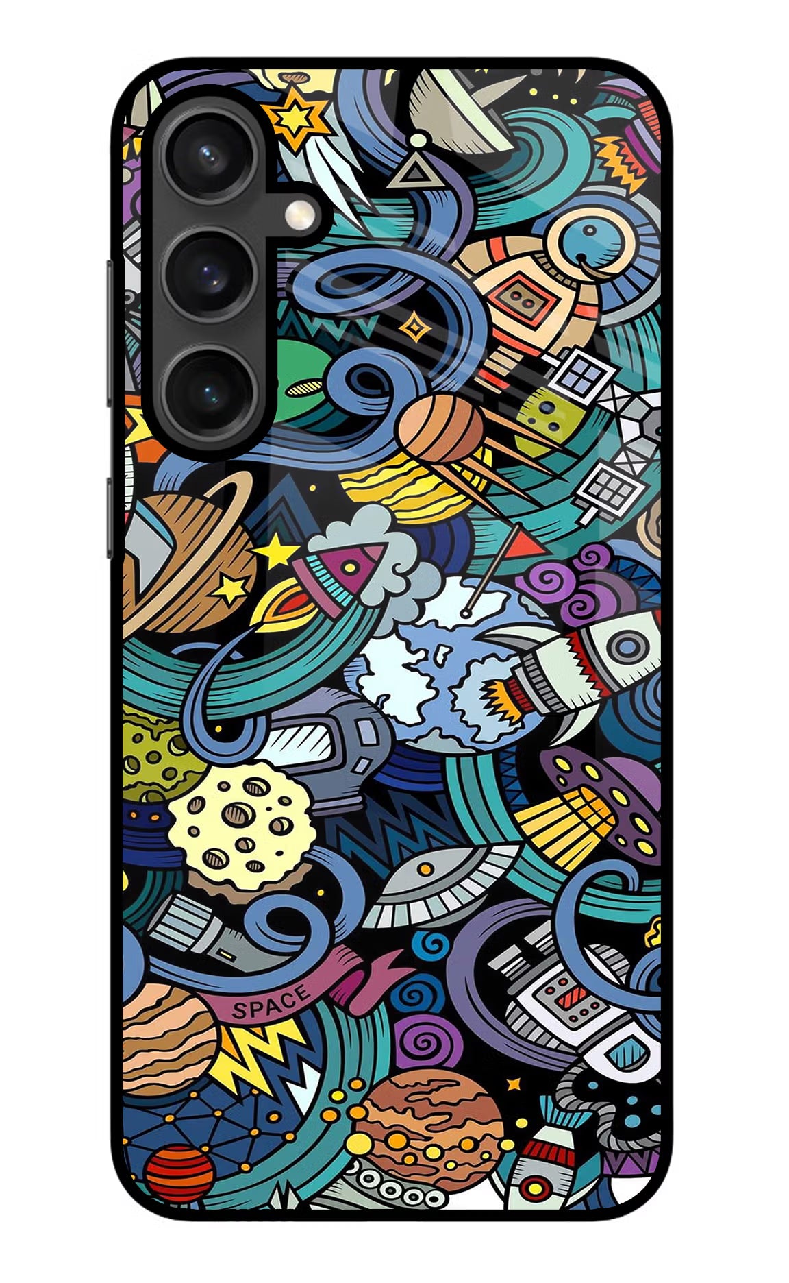 Space Abstract Samsung S23 Glass Case Back Cover by Casekaro