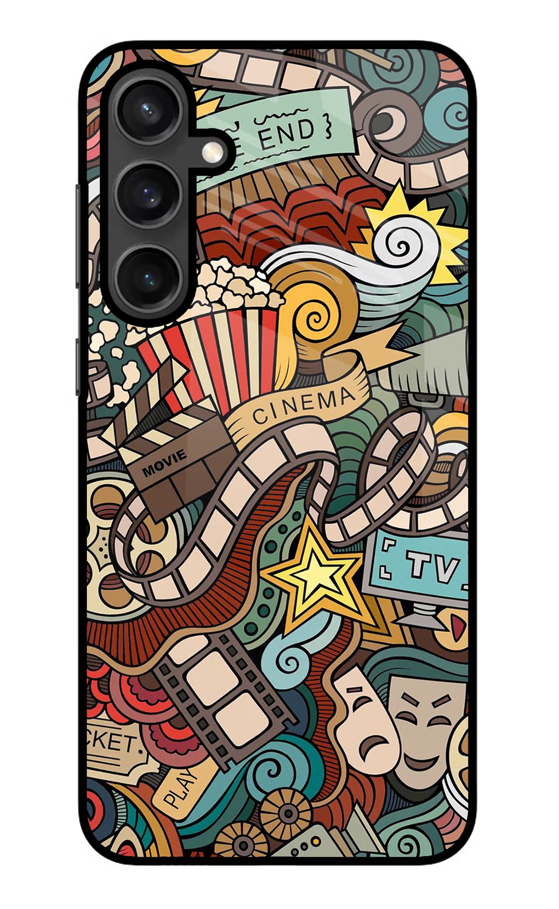 Cinema Abstract Samsung S23 Glass Case Back Cover by Casekaro