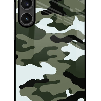 Camouflage Samsung S23 Glass Case Back Cover by Casekaro