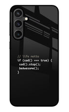 Life Motto Code Samsung S23 Glass Case Back Cover by Casekaro
