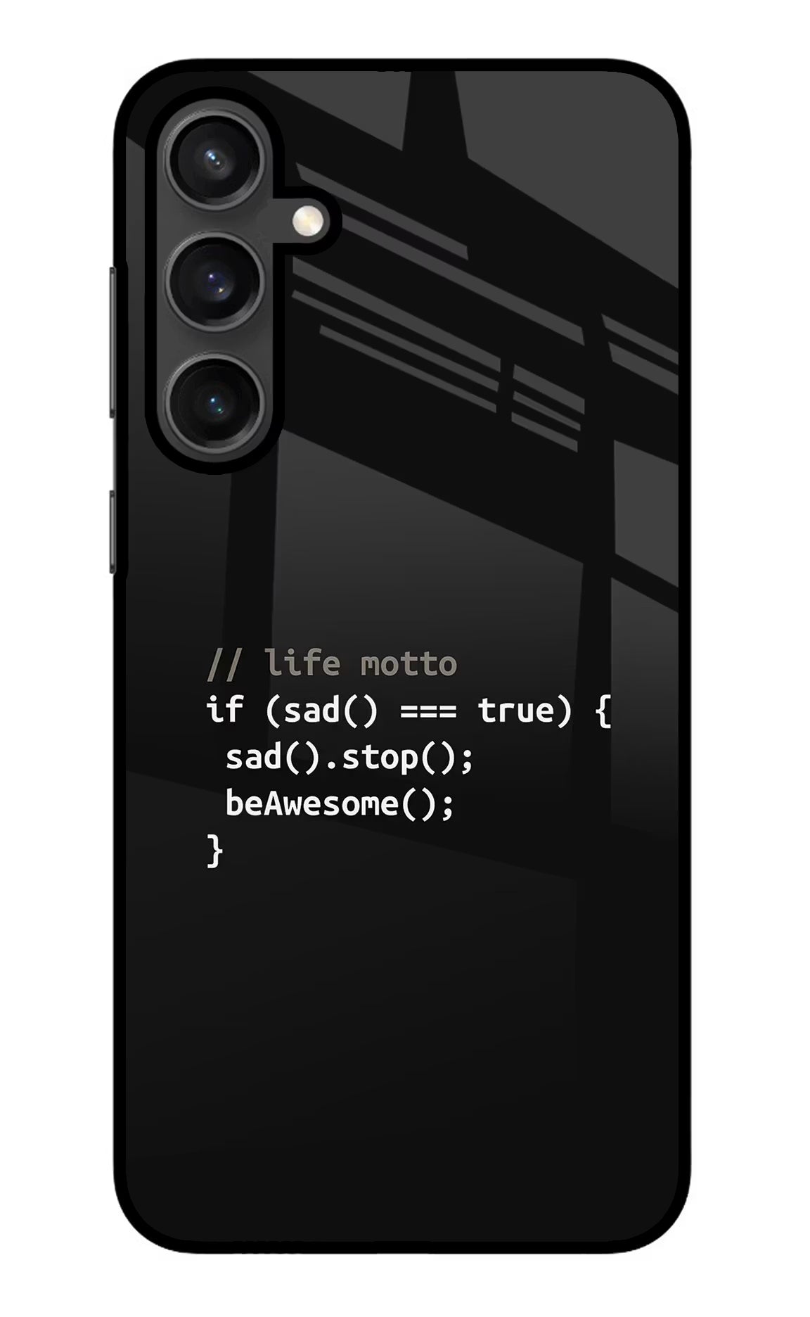 Life Motto Code Samsung S23 Glass Case Back Cover by Casekaro