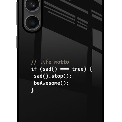 Life Motto Code Samsung S23 Glass Case