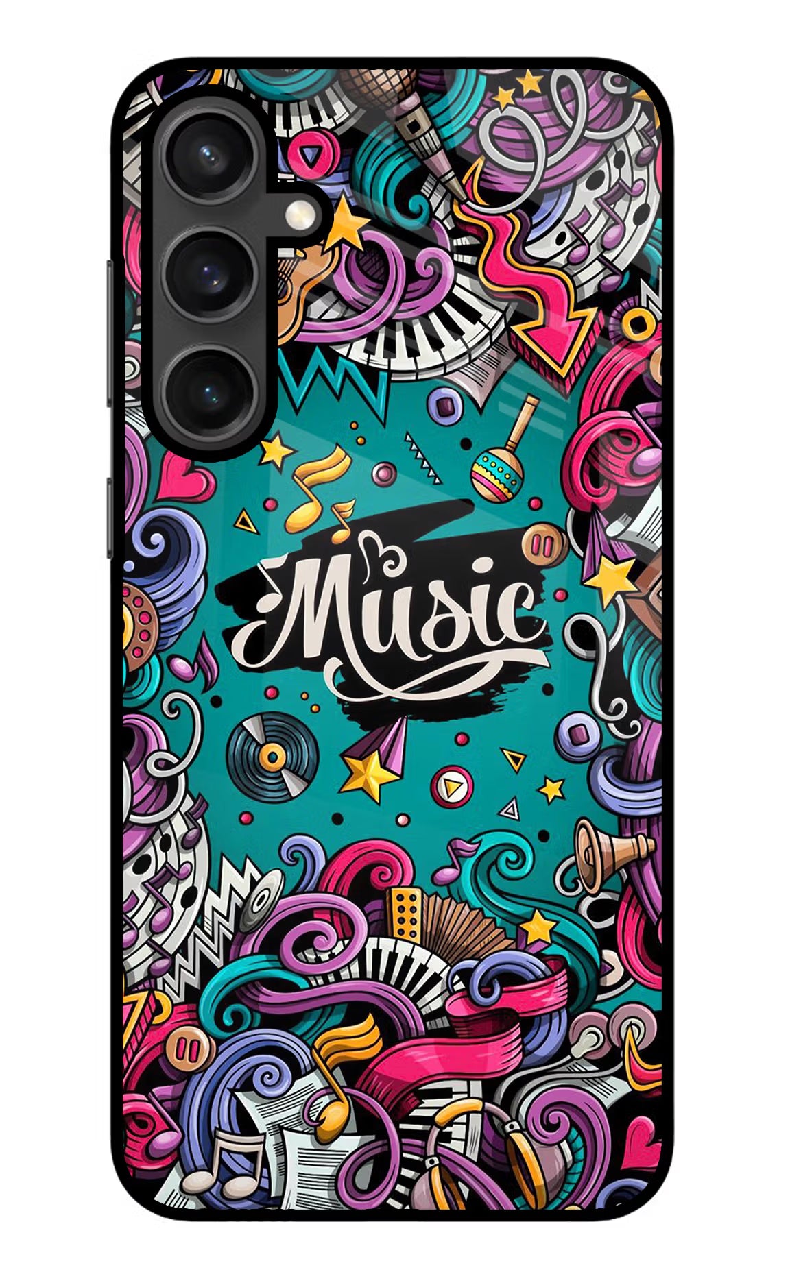 Music Graffiti Samsung S23 Glass Case Back Cover by Casekaro