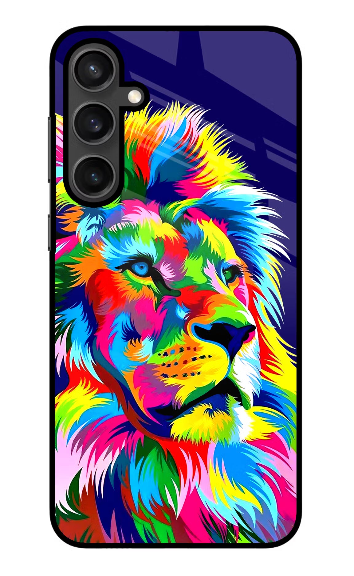 Vector Art Lion Samsung S23 Glass Case Back Cover by Casekaro