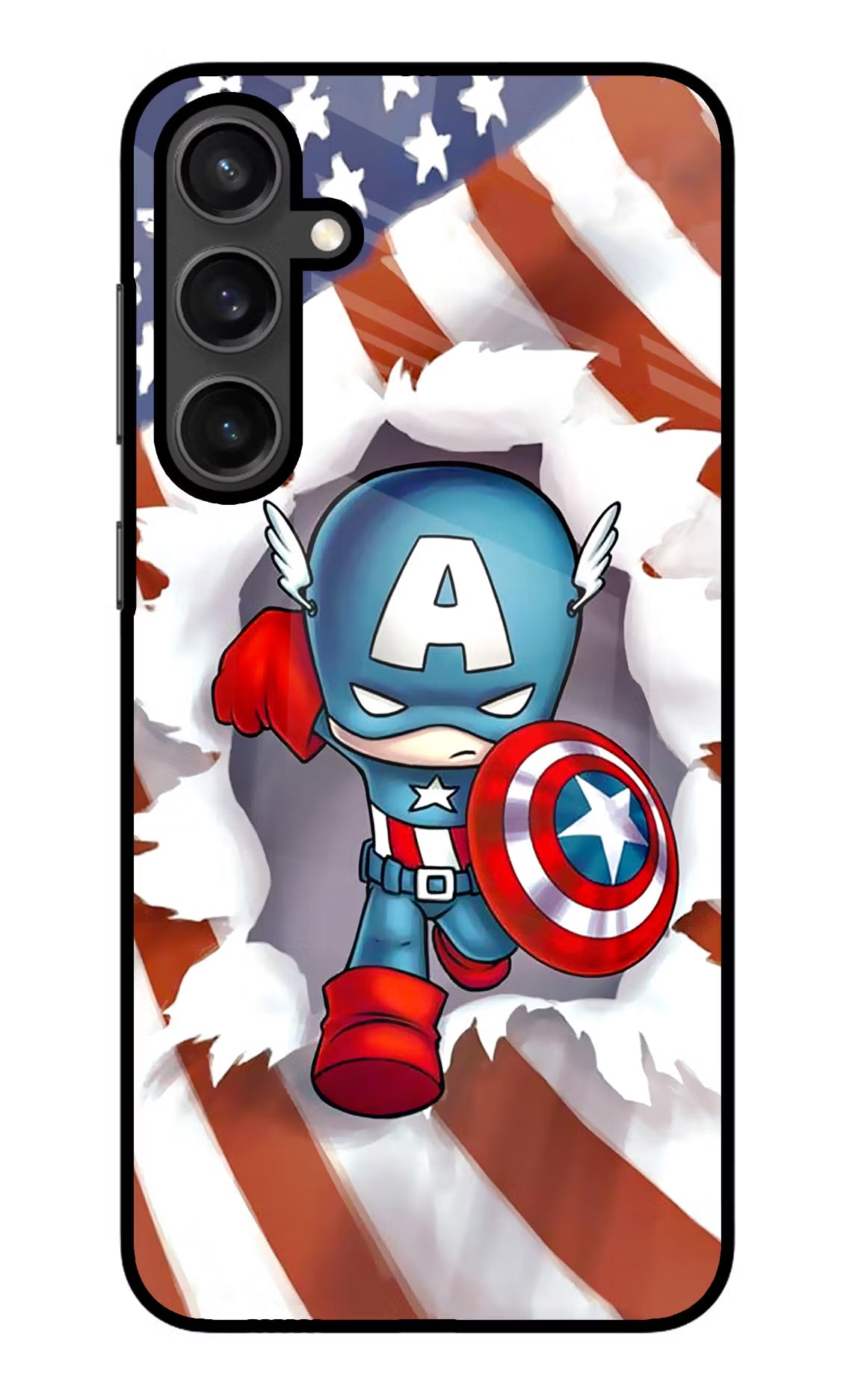 Captain America Samsung S23 Glass Case Back Cover by Casekaro