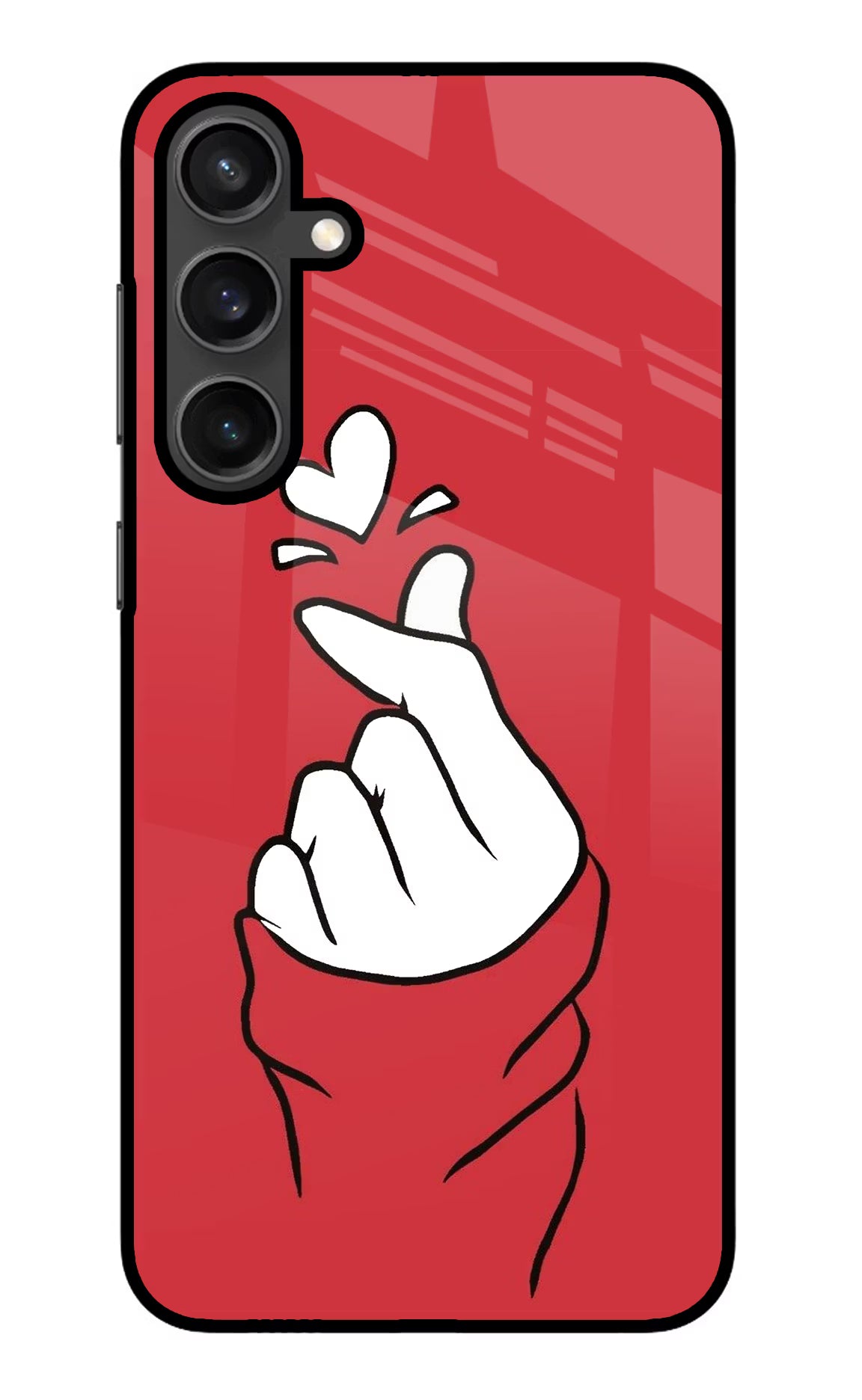 Korean Love Sign Samsung S23 Glass Case Back Cover by Casekaro