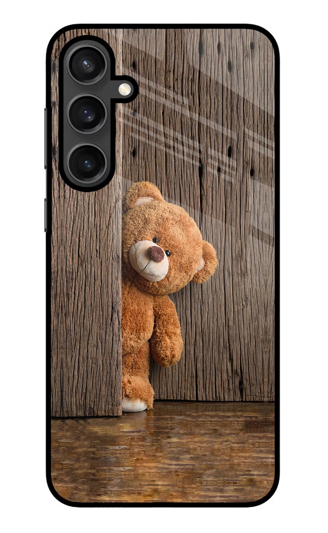 Teddy Wooden Samsung S23 Glass Case Back Cover by Casekaro