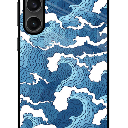 Blue Waves Samsung S23 Glass Case Back Cover by Casekaro