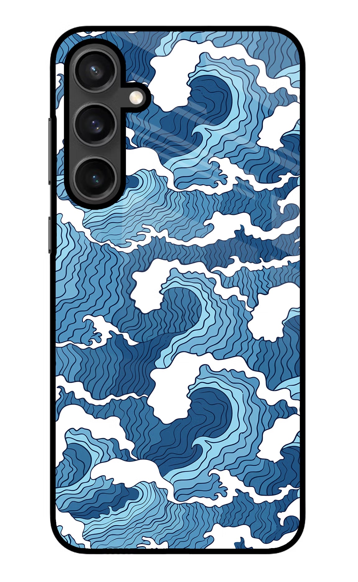 Blue Waves Samsung S23 Glass Case Back Cover by Casekaro