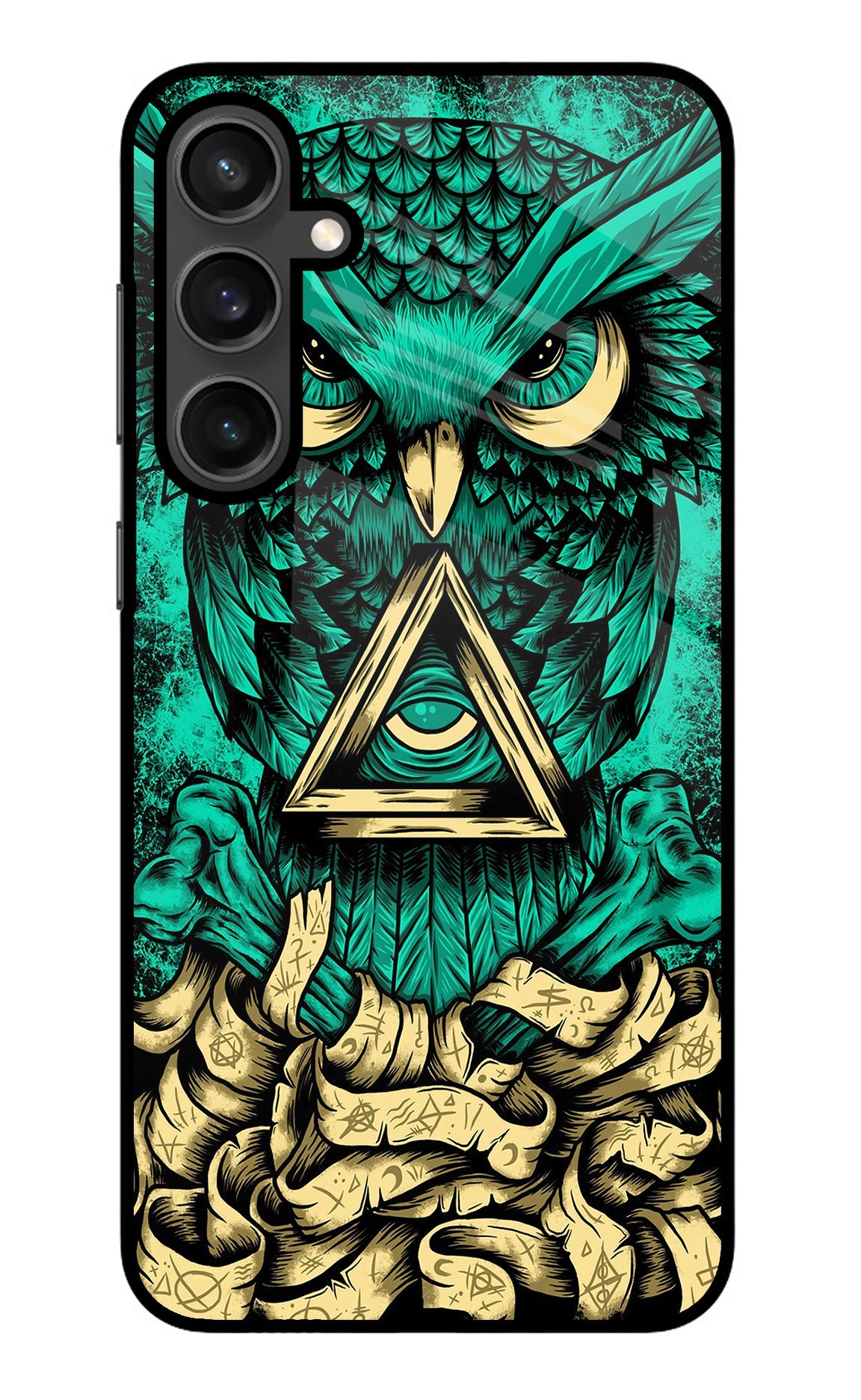 Green Owl Samsung S23 Glass Case