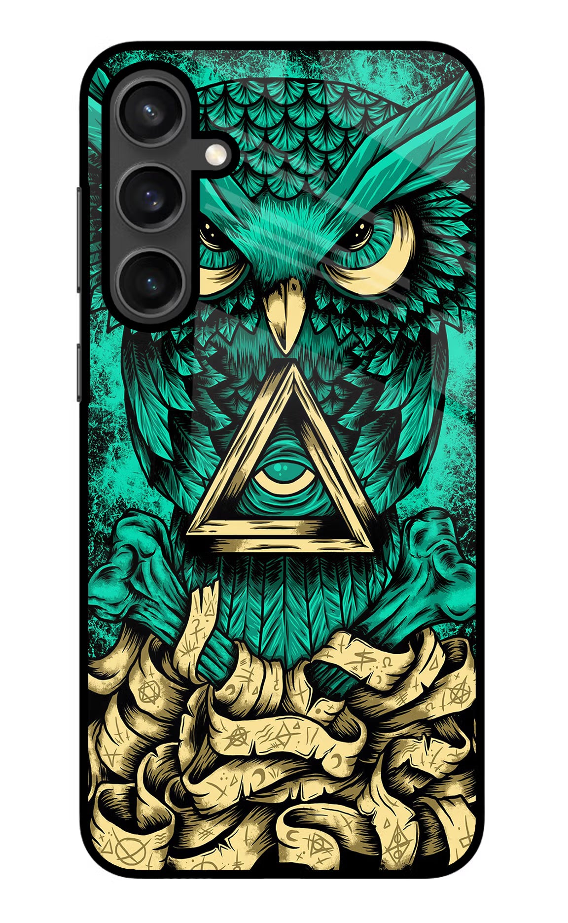 Green Owl Samsung S23 Glass Case Back Cover by Casekaro