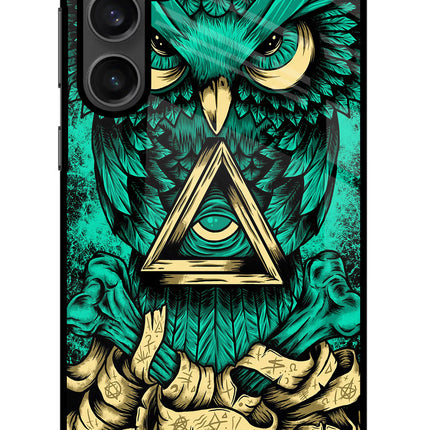 Green Owl Samsung S23 Glass Case